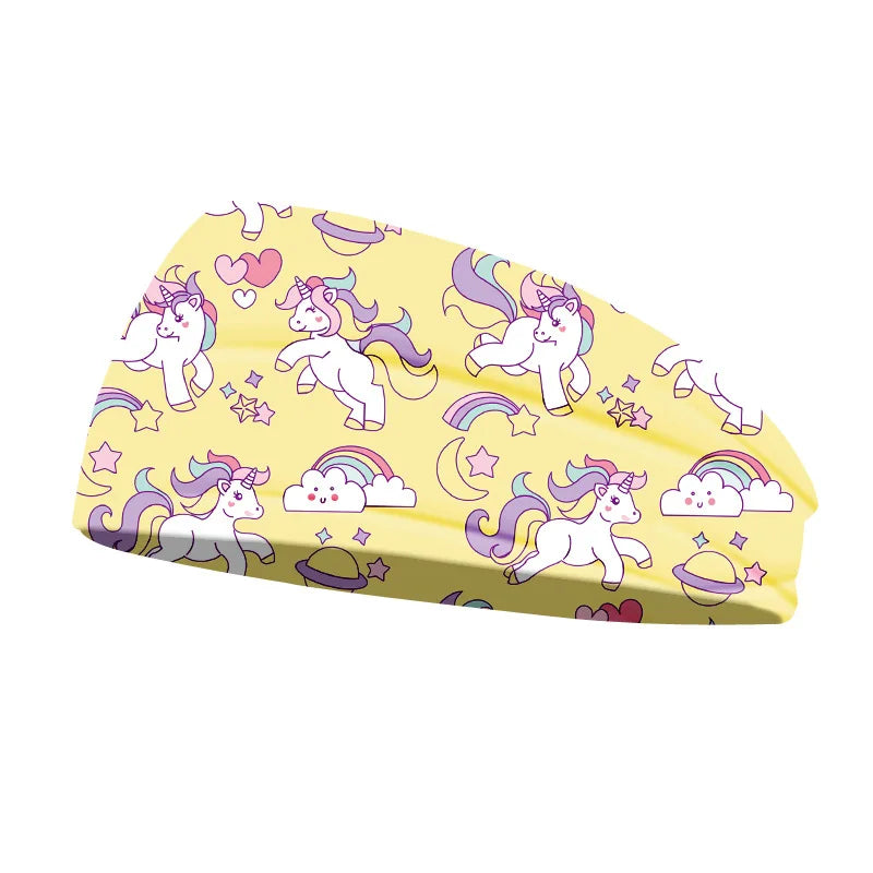 Creative Unicorn Print Unisex Elastic Yoga Headband Sport Run Sweatband Outdoor Gym Hair Band Turban Fitness Bandage Sweat Bands