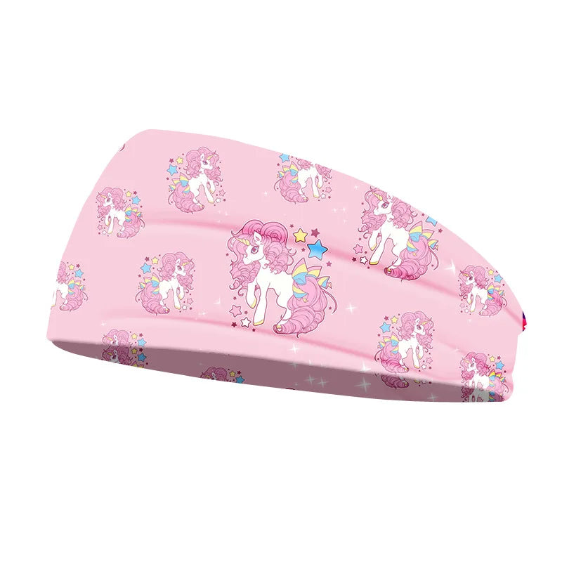 Creative Unicorn Print Unisex Elastic Yoga Headband Sport Run Sweatband Outdoor Gym Hair Band Turban Fitness Bandage Sweat Bands