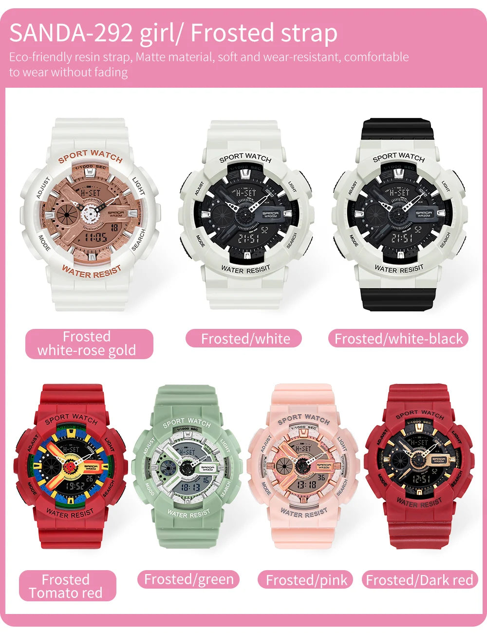 Fashion Sanda Top Brand Outdoor Sport White Digital Watch Women Alarm Clock 3bar Waterproof Shock Military Watches Led Display