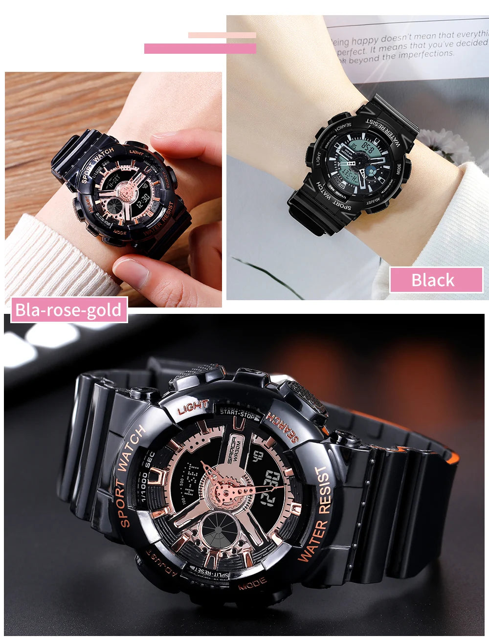 Fashion Sanda Top Brand Outdoor Sport White Digital Watch Women Alarm Clock 3bar Waterproof Shock Military Watches Led Display