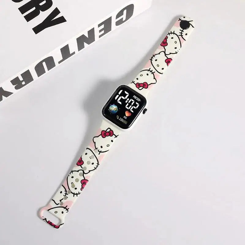 Sanrio Children Watches Girls Reloj Hello Kitty Cartoon Digital Watch Portability Led Inteligente Alarm Clock Kids Birthday Gift