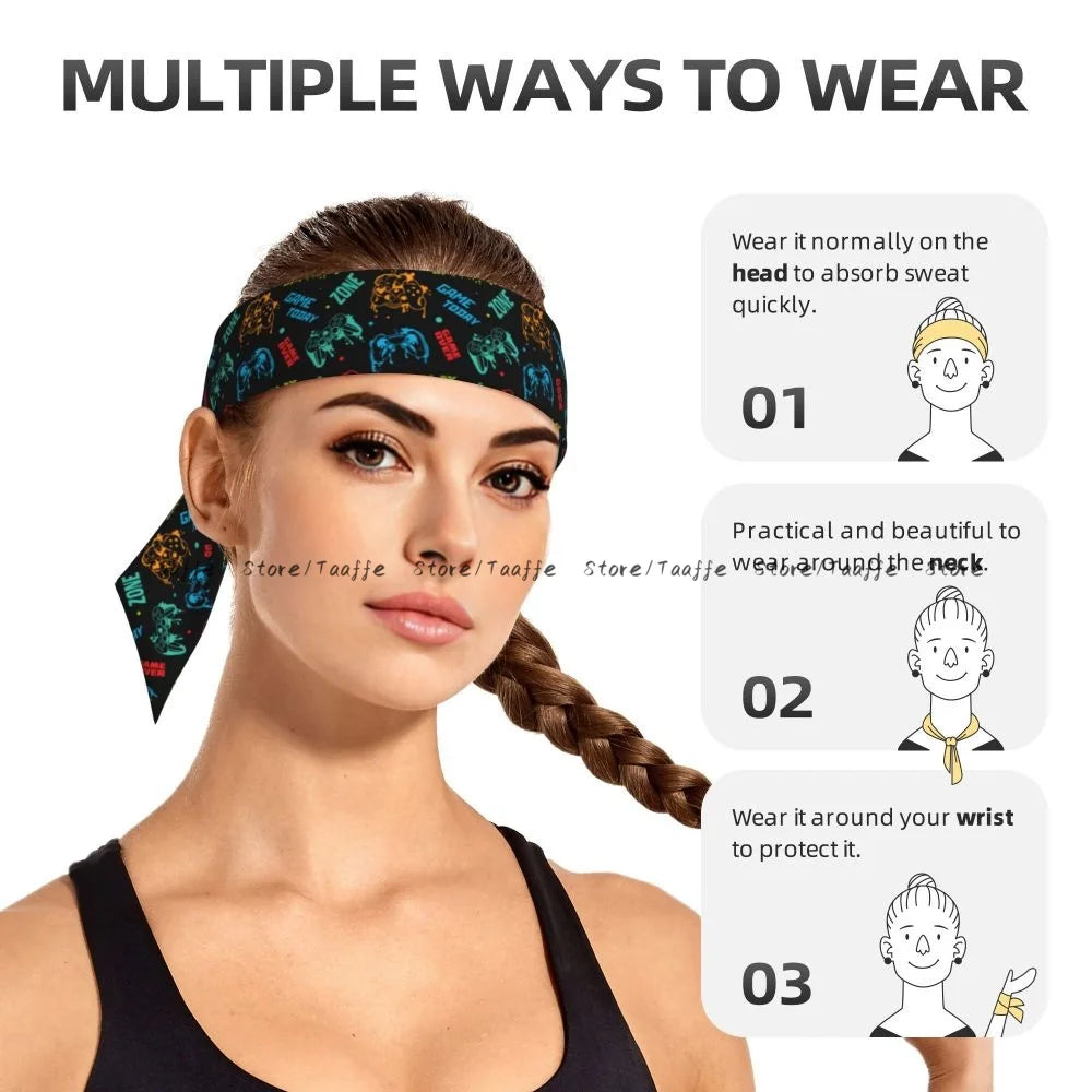 Sweatband Bandanas Colorful Wooden Acoustic Guitar Illustration Hairband Head Tie Sports Headband Hair Accessories