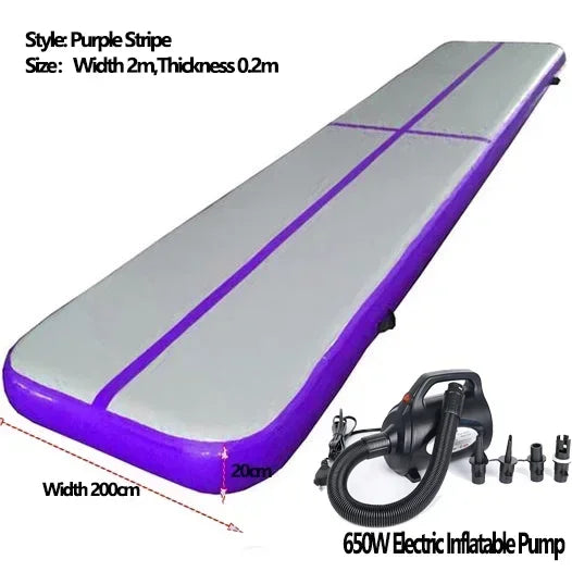 8~10m PVC Inflatable Yoga Mat  Air Deck Gymnastics Mat 20cm Thicken Air Track Tumbling Bouncer Floor for Yoga Gym