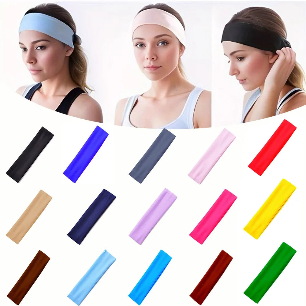 1PC Bright Color Absorbing Sweat Yoga Headband Elastic Running Sports Hair Band Economical Headband For Group Activity Head Wrap