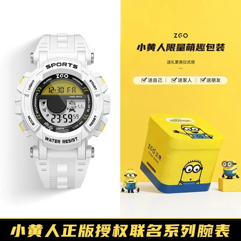 Minion Children's Electronic Watch 50m Waterproof LED Digital Luminous Multifunctional Sports Electronic Watch Children's Gift