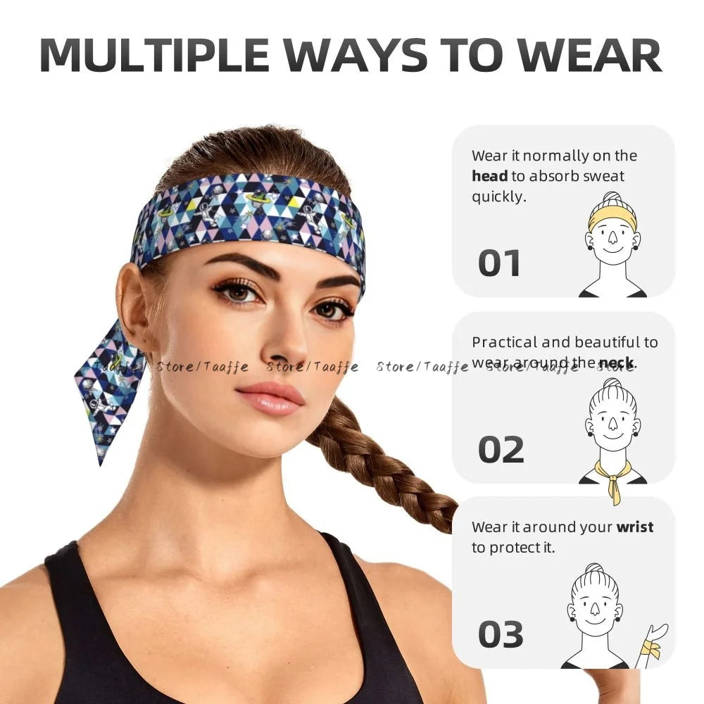 Sweatband Bandanas Colorful Wooden Acoustic Guitar Illustration Hairband Head Tie Sports Headband Hair Accessories