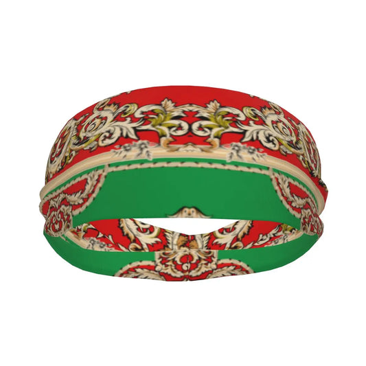 Custom Beautiful And Colorful Flowers Baroque Sport Headbands for Women Men Stretchy Moisture Wicking Gym Sweatband