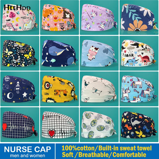 Beauty Surgical Cap Womens Hats Pet Grooming Nursing Scrubs Caps Nurses Accessories Sweatband Medical Hat Mens Scrub Cotton Hats