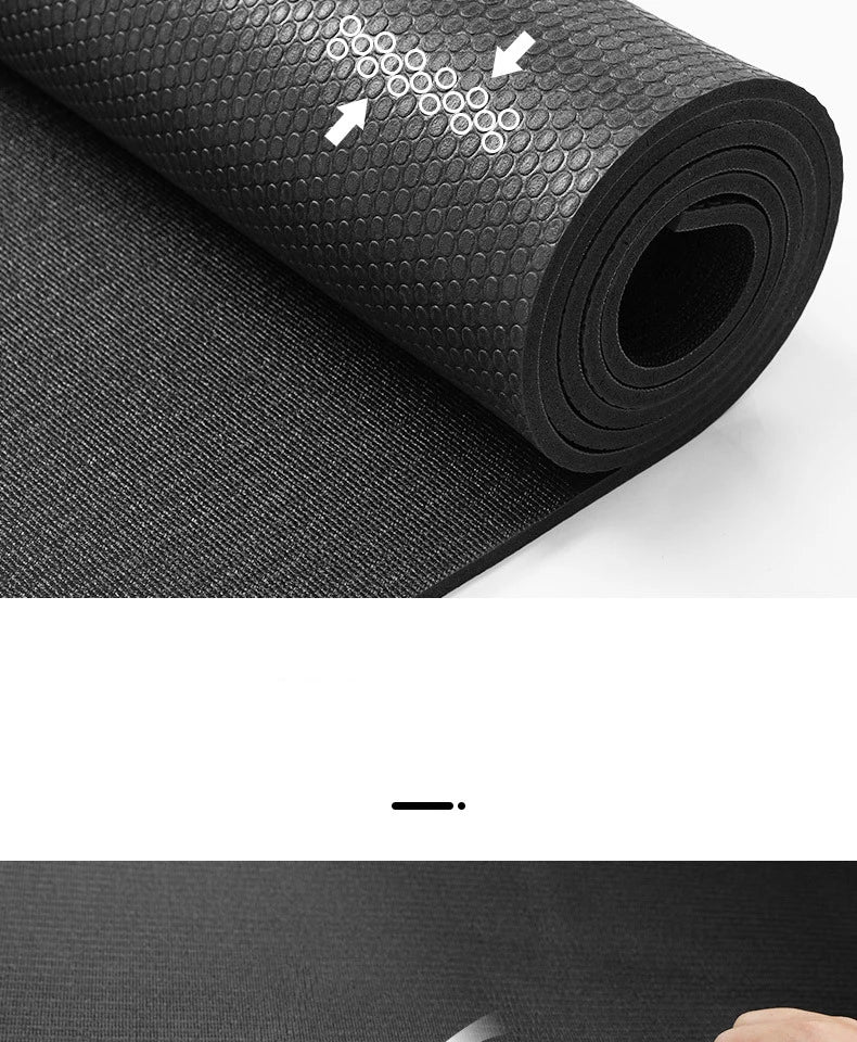 PVC High Density Yoga Mat Extra Large Wide Non-Slip Fitness Black Mat 6mm Fitness Sports Products Yoga Mat