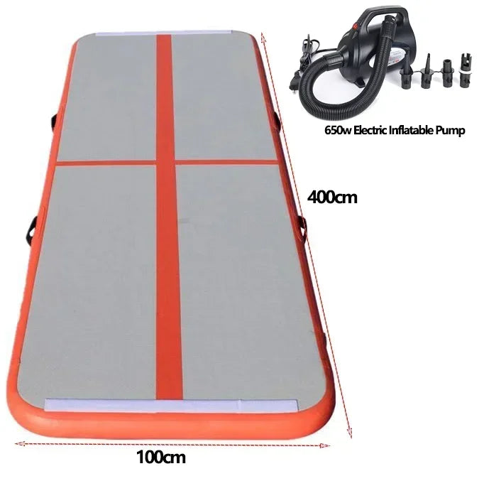 4 Meters Durable Inflatable Gymnastics Air Floor Mattress Yoga Mat Home Use Professional Training Sports GYM Mat with Pump Set