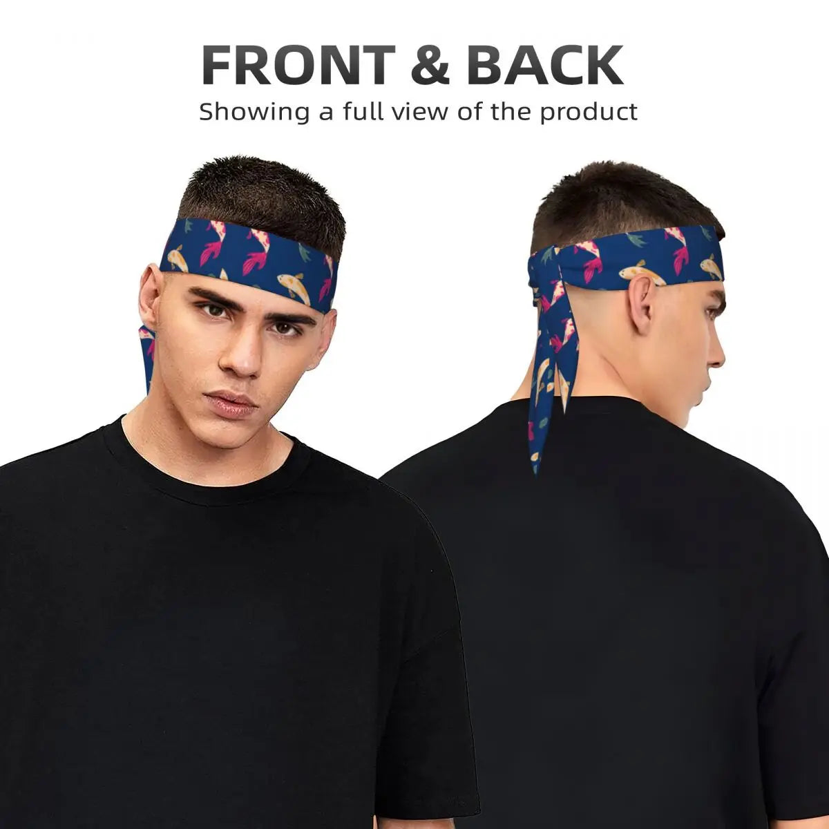 Tie Headbands Hand Drawn Colours Fish Sports Head Band Athletic Sweatband Bandana Sweat Wicking