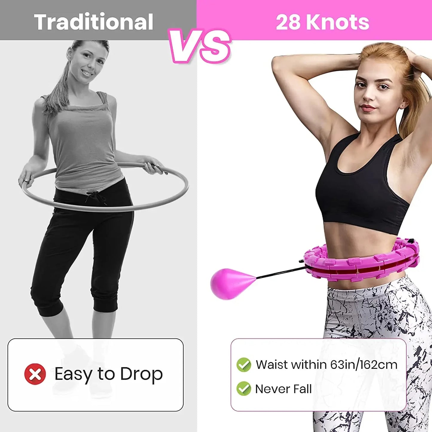 Adjustable Weighted Hula Exercise hoops for Adults Smart Exercise Plus Size Detachable Knots Fitness Equipment for Weight Loss