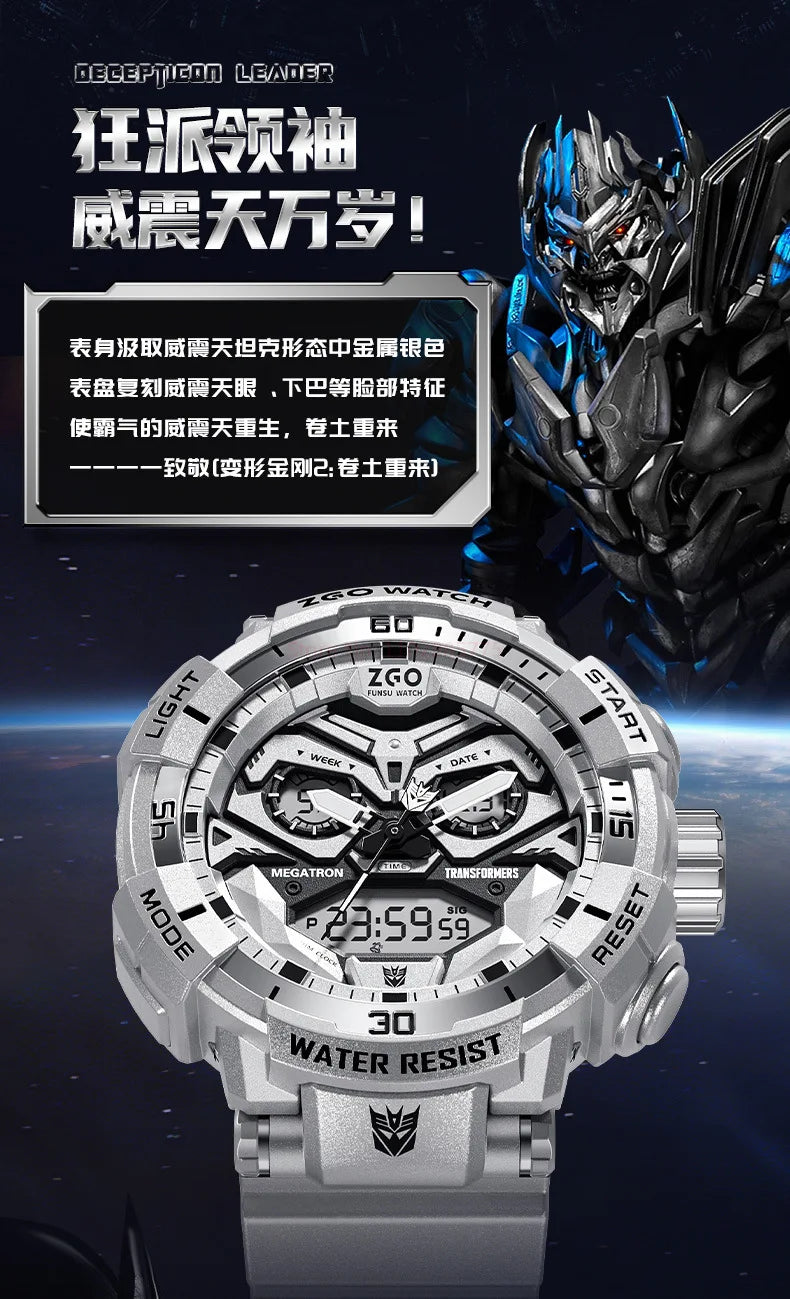 New Transformers Students Cool Machinery Watches Led Boy  50m Waterproof  Electronic Watch Men's Alarm Stop Watch Birthday Prese