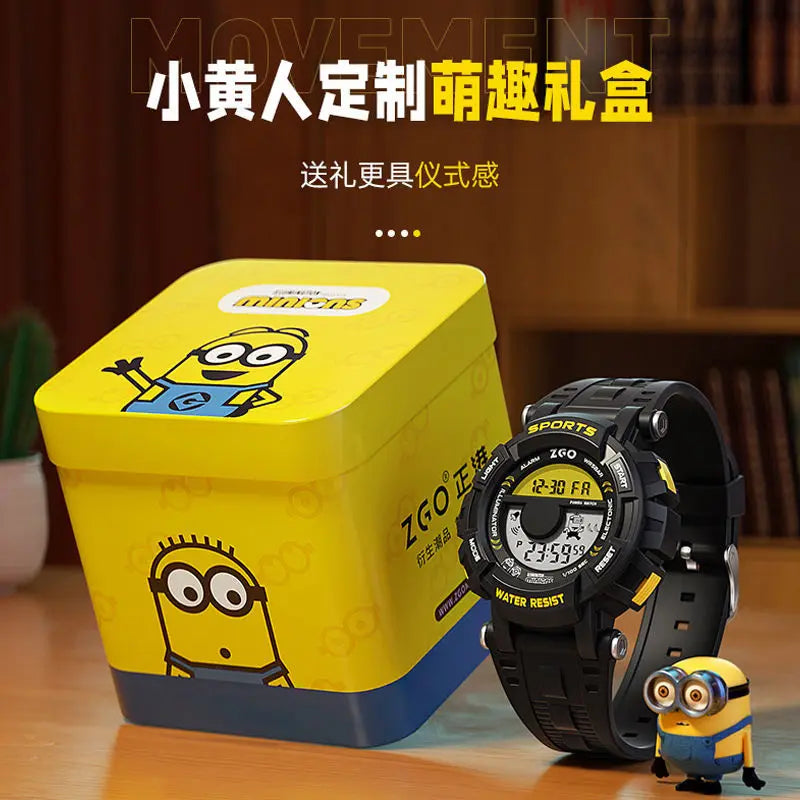 Minion Children's Electronic Watch 50m Waterproof LED Digital Luminous Multifunctional Sports Electronic Watch Children's Gift