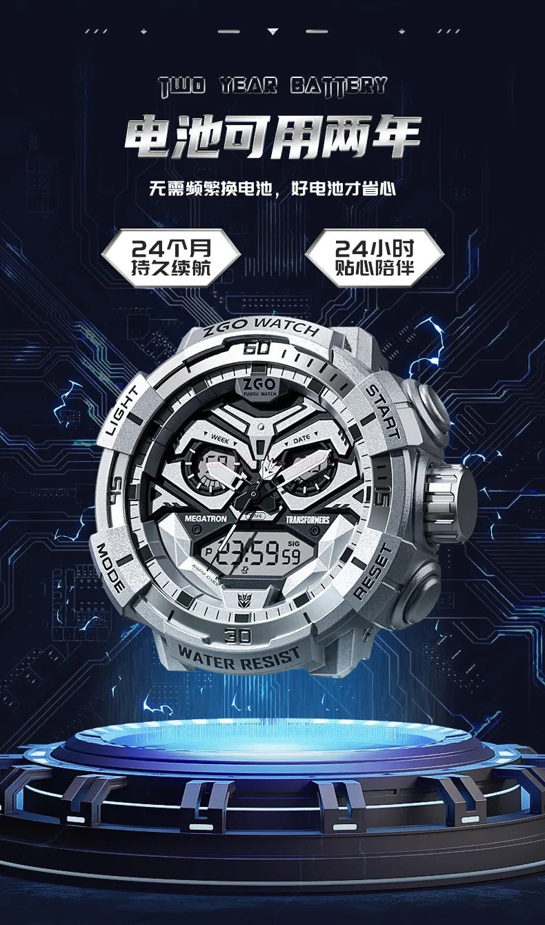 New Transformers Students Cool Machinery Watches Led Boy  50m Waterproof  Electronic Watch Men's Alarm Stop Watch Birthday Prese