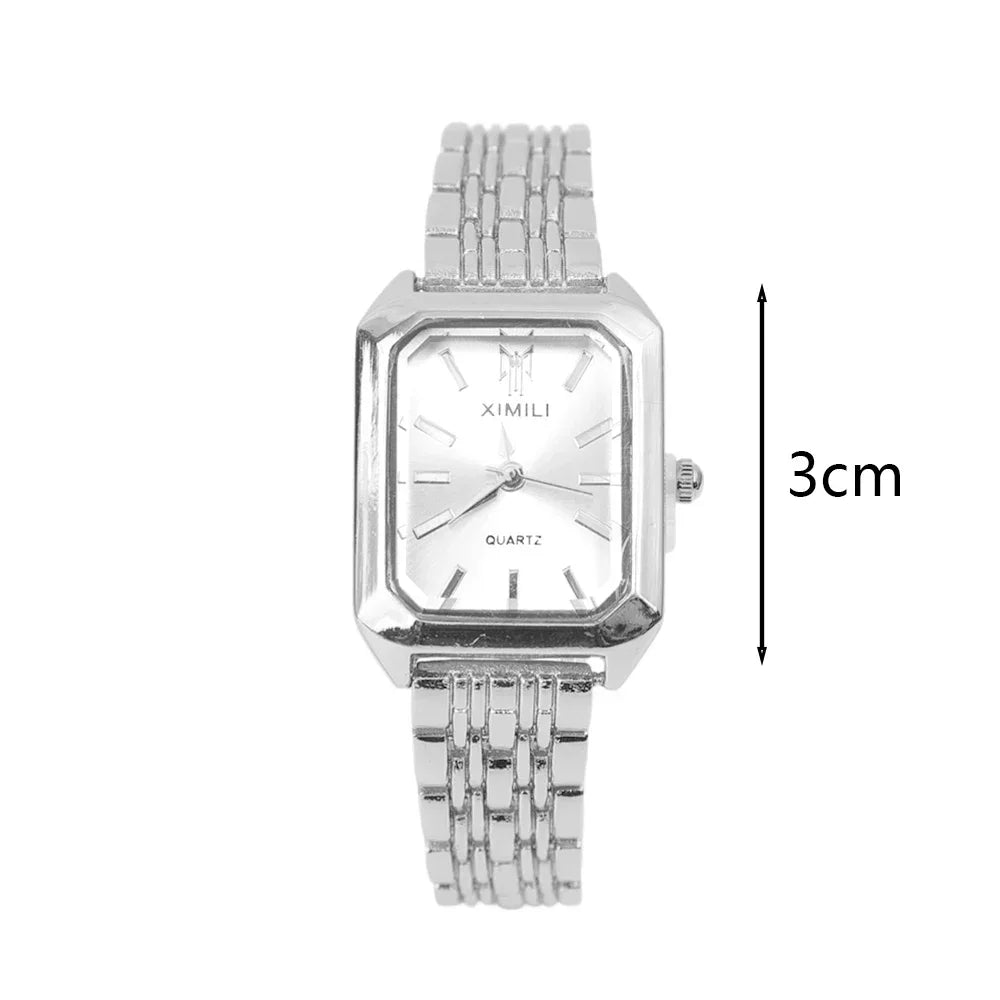 Women Fashion Square Watches Silver Stainless Steel Strap 2025 Luxury Man Quartz Wristwatches Qualities Female Roman Scale Clock