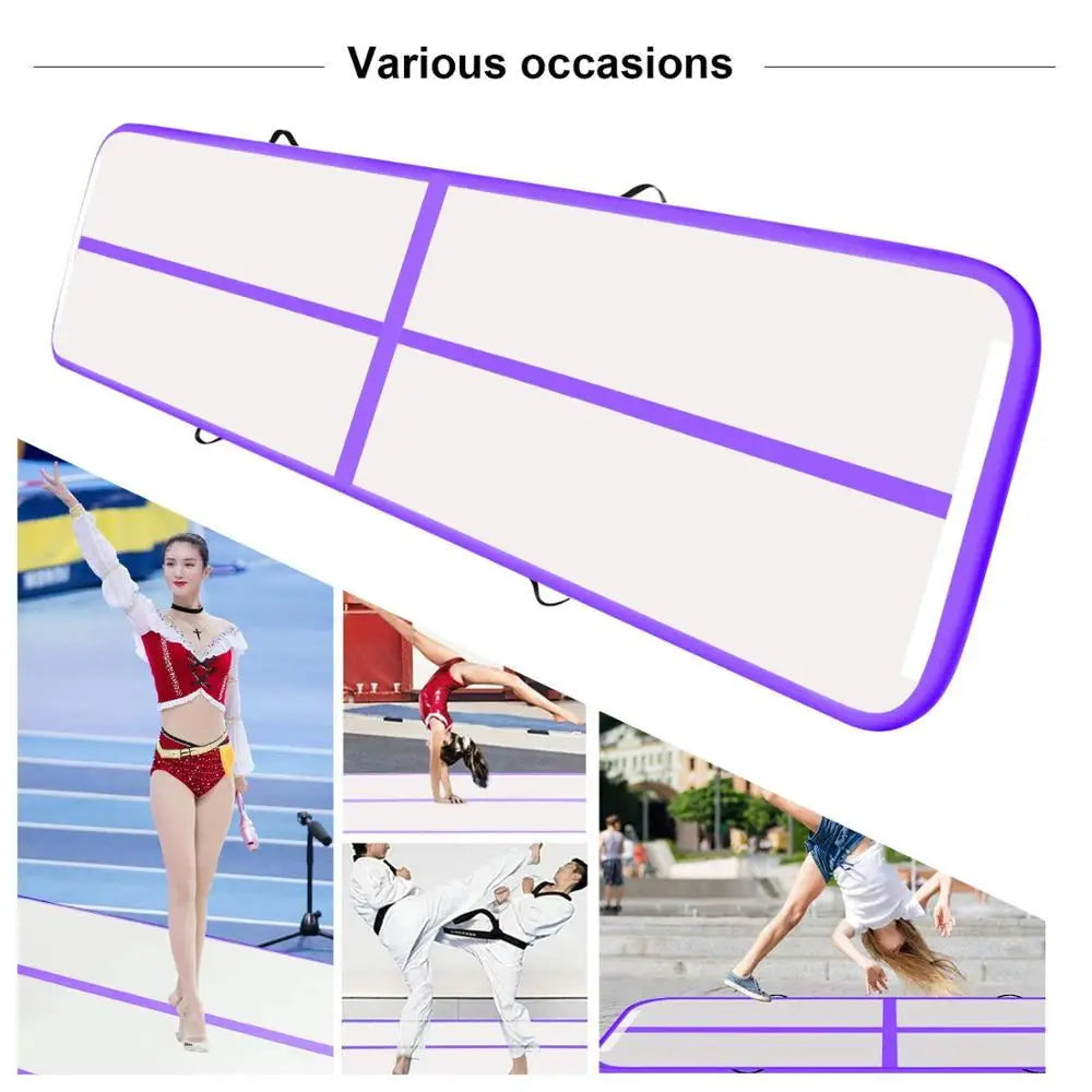 4 Meters Durable Inflatable Gymnastics Air Floor Mattress Yoga Mat Home Use Professional Training Sports GYM Mat with Pump Set