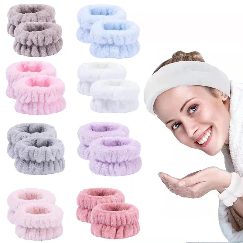 A set Face Wash Wristbands Facial Makeup Remover Washing Face Wrist Band Spa Yoga Running Absorbent Sweat Skin Care Tools Set