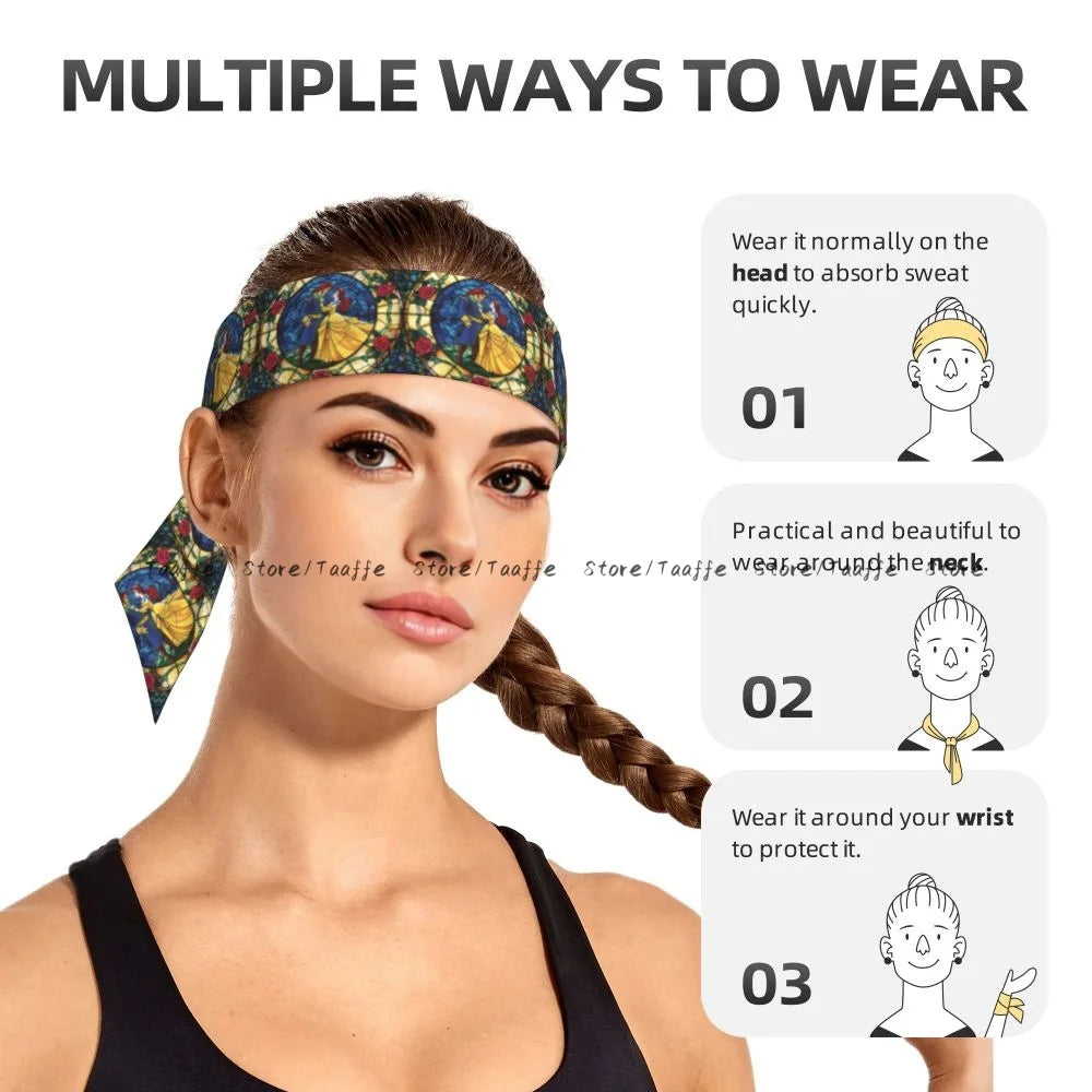 Sweatband Bandanas Beauty And Beast Fairytale Glass Hairband Head Tie Sports Headband Hair Accessories