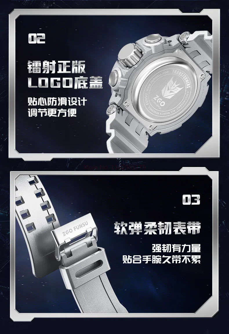 New Transformers Students Cool Machinery Watches Led Boy  50m Waterproof  Electronic Watch Men's Alarm Stop Watch Birthday Prese