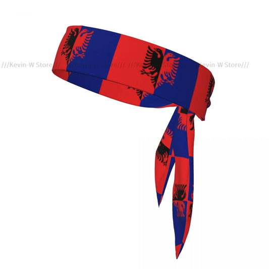 Tie Headbands Flag Of The Albanian State Sports Head Band Athletic Sweatband Bandana Sweat Wicking