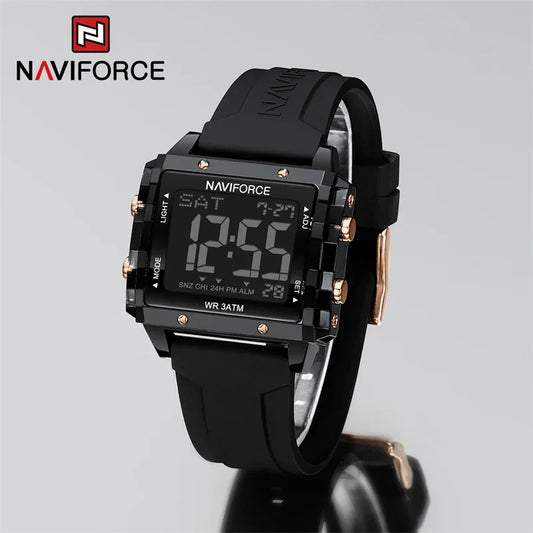 NAVIFORCE Watch For Women Digital Fashion Casual Waterproof Silicone Strap Female Lcd Date Sport Wristwatches Relogio Feminino