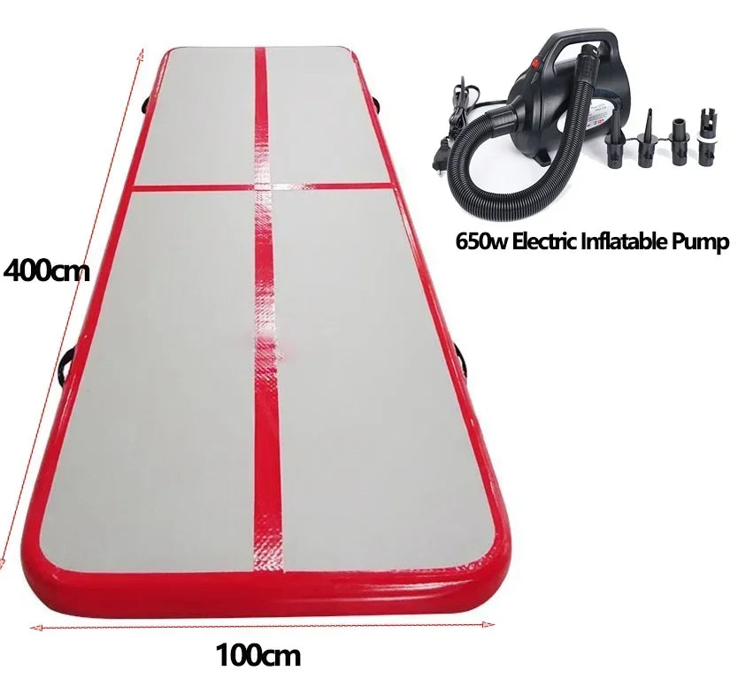 4 Meters Durable Inflatable Gymnastics Air Floor Mattress Yoga Mat Home Use Professional Training Sports GYM Mat with Pump Set