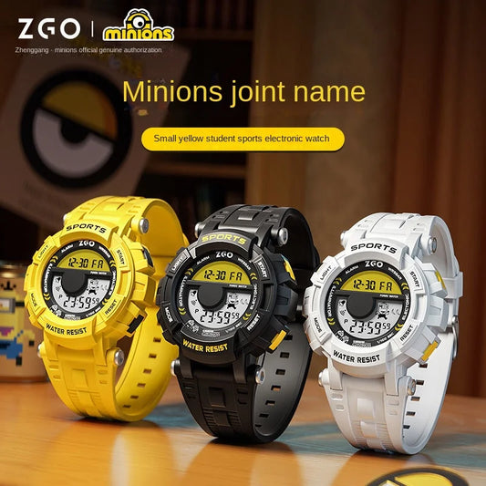 Minion Children's Electronic Watch 50m Waterproof LED Digital Luminous Multifunctional Sports Electronic Watch Children's Gift