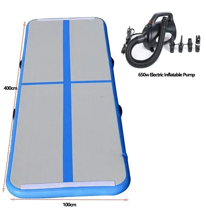 4 Meters Durable Inflatable Gymnastics Air Floor Mattress Yoga Mat Home Use Professional Training Sports GYM Mat with Pump Set