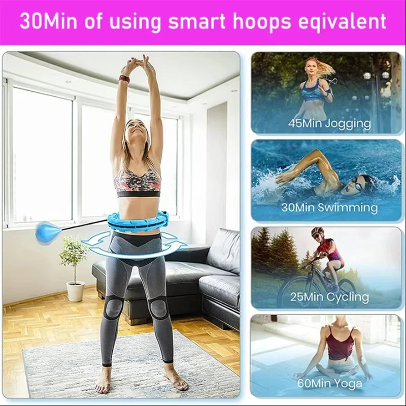 Adjustable Weighted Hula Exercise hoops for Adults Smart Exercise Plus Size Detachable Knots Fitness Equipment for Weight Loss