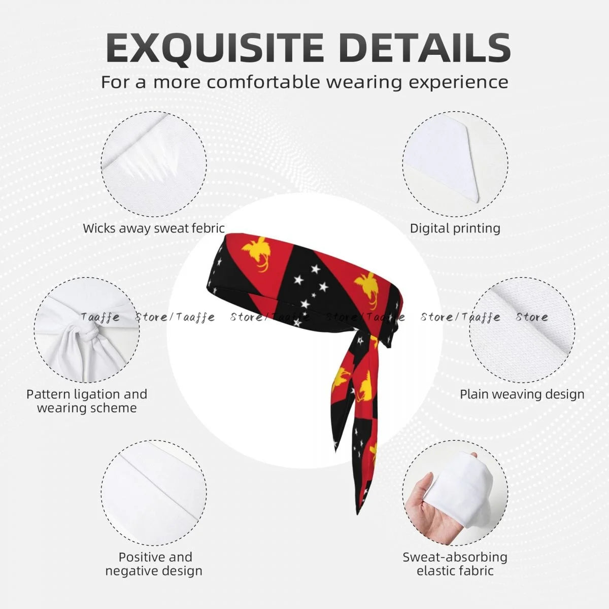 Head Tie Sports Headband Flag Of Papua New Guinea Athlete Sweatbands Head Wrap For Working Out Running Yoga