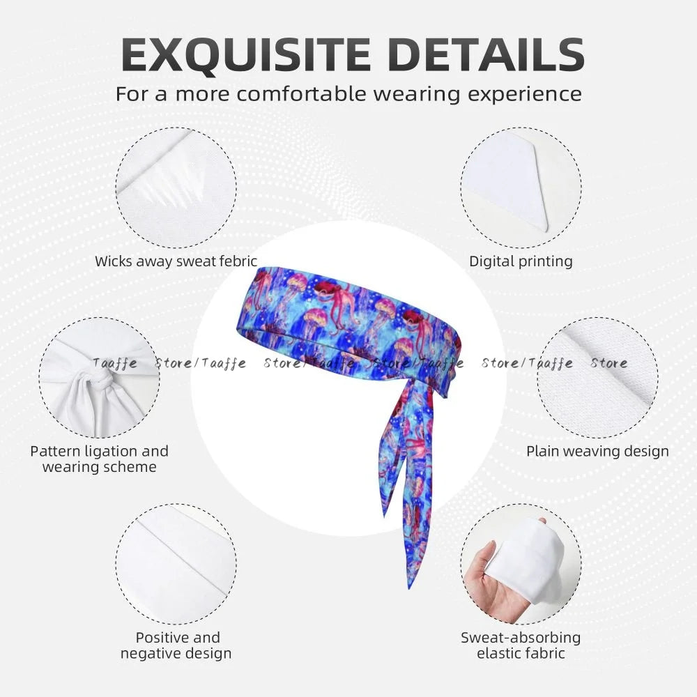 Tie Headbands Red Octopus Lionfish Jellyfish Sports Head Band Athletic Sweatband Bandana Sweat Wicking