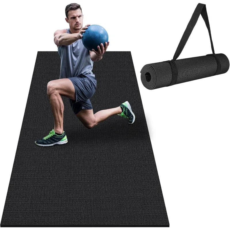 Friendly Large Exercise  Fitness Mat Large Yoga Mat Cardio Mat for Weightlifting, Jump Rope, MMA, Stretch, Plyo, HIIT, Shoe