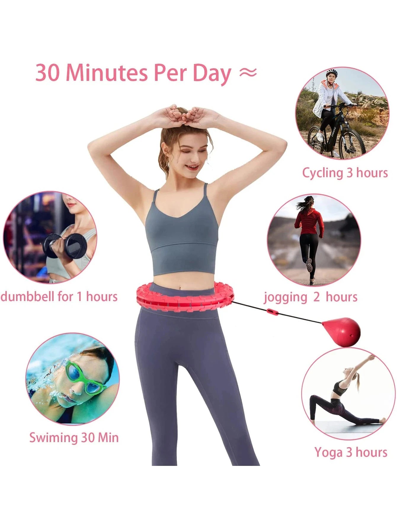 Adjustable Weighted Hula Exercise hoops for Adults Smart Exercise Plus Size Detachable Knots Fitness Equipment for Weight Loss