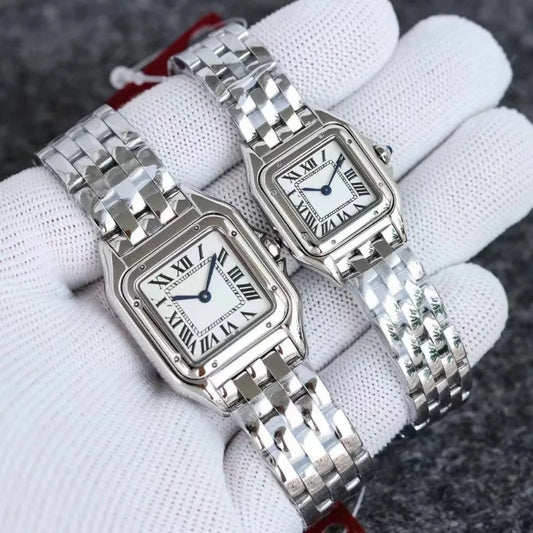 Luxury Ladies Fashion Quartz Watch Simple Scale Square Quality Gold Plated Women Watches Business Stainless Steel Folding Clock