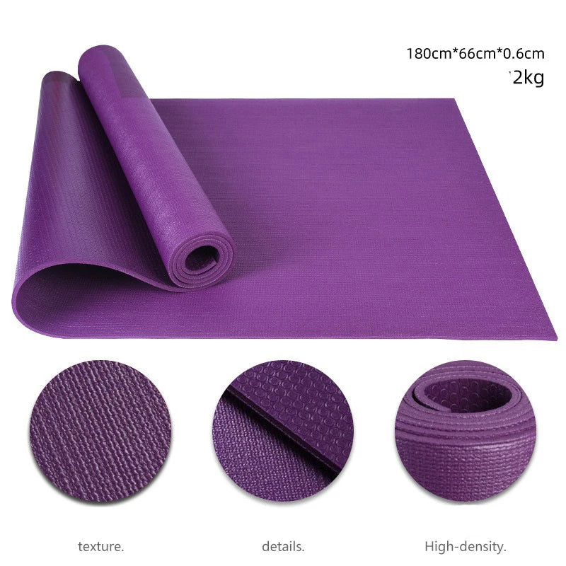 PVC High Density Yoga Mat Extra Large Wide Non-Slip Fitness Black Mat 6mm Fitness Sports Products Yoga Mat