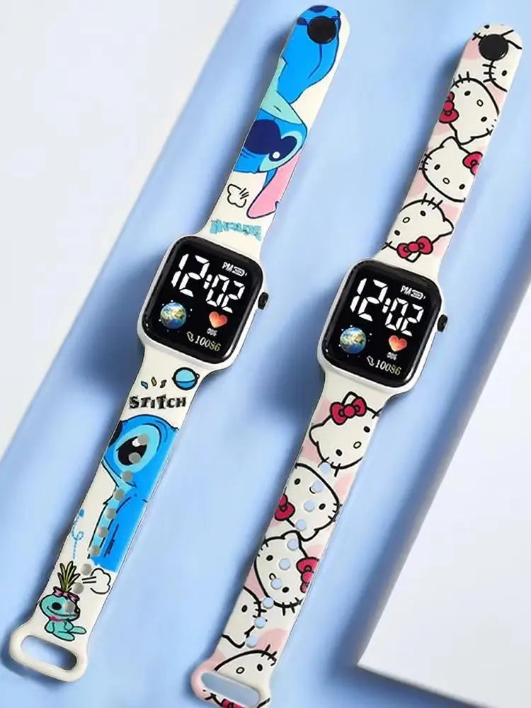 Sanrio Children Watches Girls Reloj Hello Kitty Cartoon Digital Watch Portability Led Inteligente Alarm Clock Kids Birthday Gift