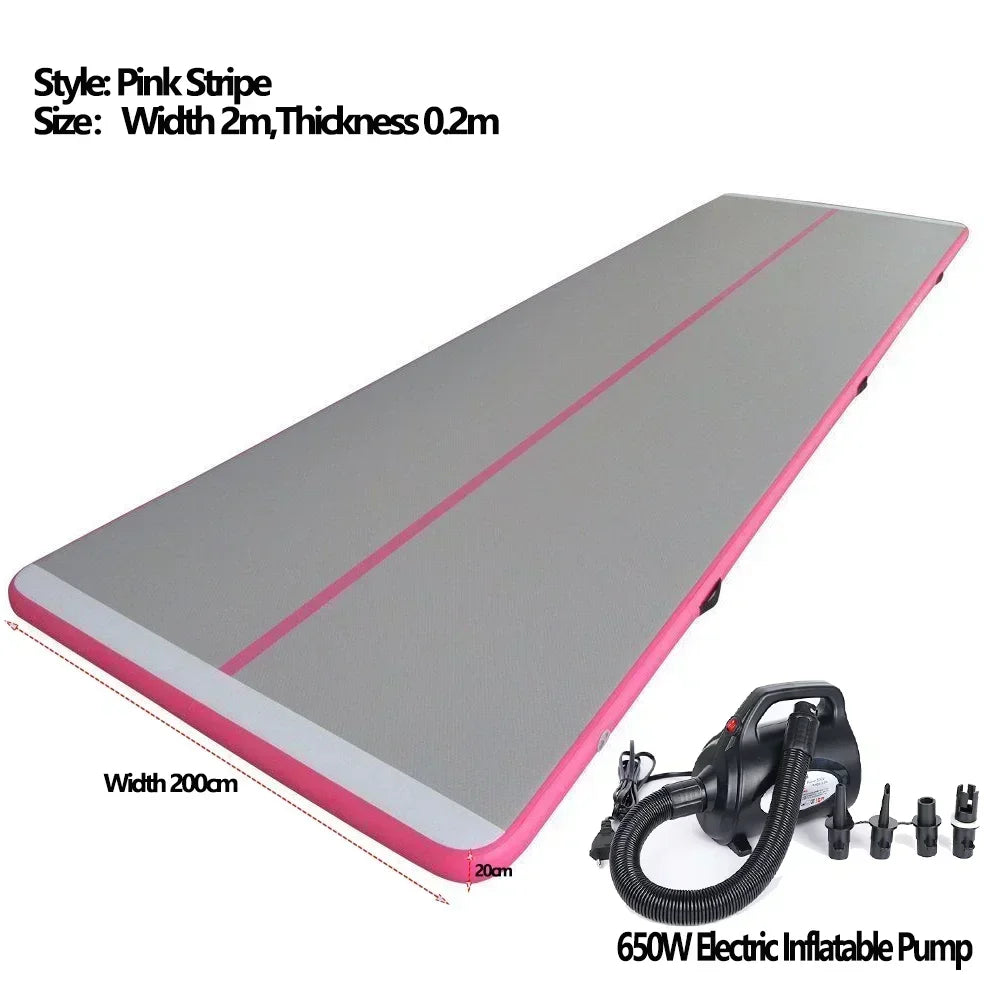 8~10m PVC Inflatable Yoga Mat  Air Deck Gymnastics Mat 20cm Thicken Air Track Tumbling Bouncer Floor for Yoga Gym