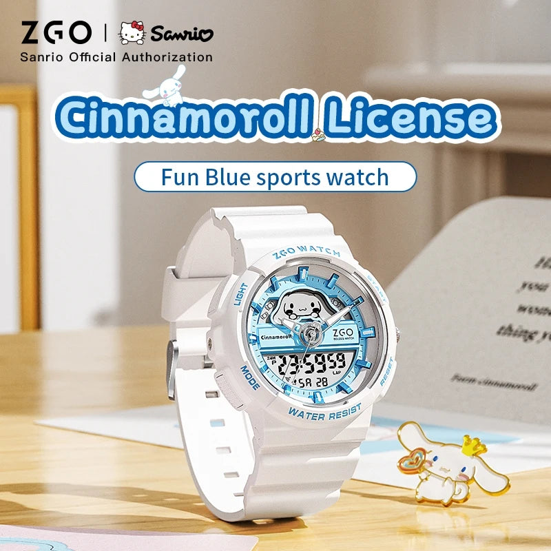 ZGO X Sanrio Cinnamoroll Electronic Watch for Schoolgirl Middle and High School Students Girls Waterproof Wristwatch Gift 863