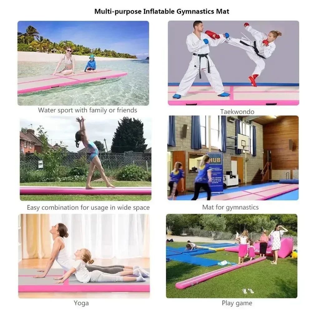 8~10m PVC Inflatable Yoga Mat  Air Deck Gymnastics Mat 20cm Thicken Air Track Tumbling Bouncer Floor for Yoga Gym