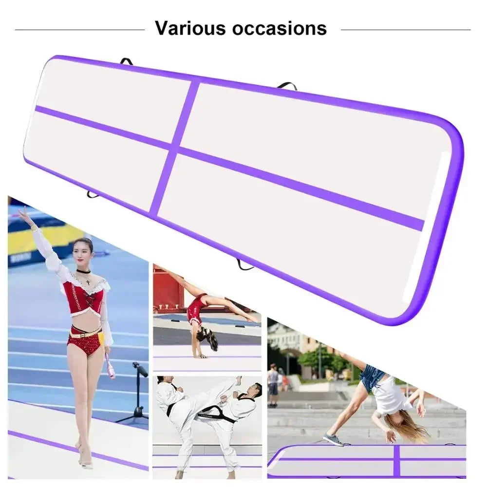 4 Meters Durable Inflatable Gymnastics Air Floor Mattress Yoga Mat Home Use Professional Training Sports GYM Mat with Pump Set