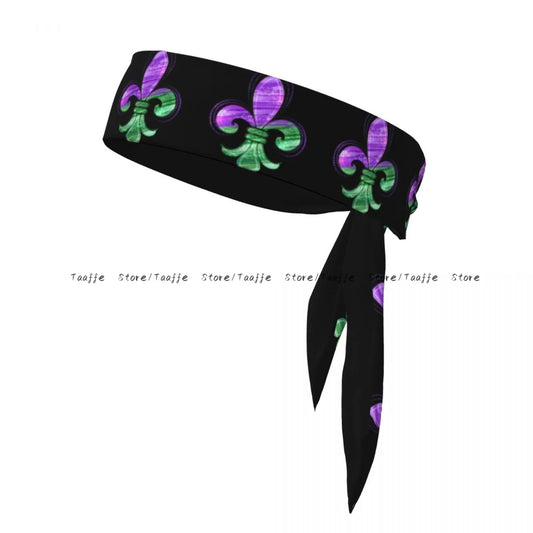 Tie Headbands Fleur De Lis Sports Head Band Athletic Sweatband Bandana Sweat Wicking