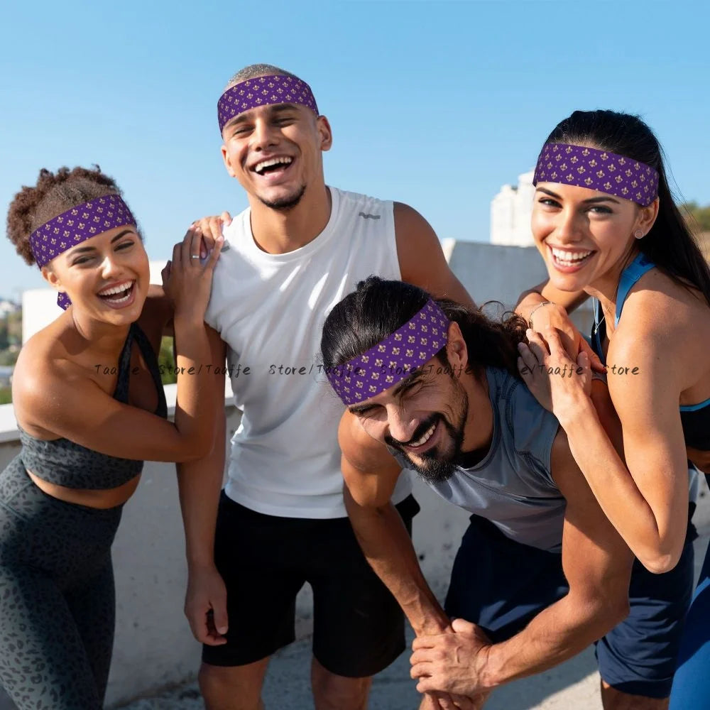 Tie Headbands Fleur De Lis Sports Head Band Athletic Sweatband Bandana Sweat Wicking