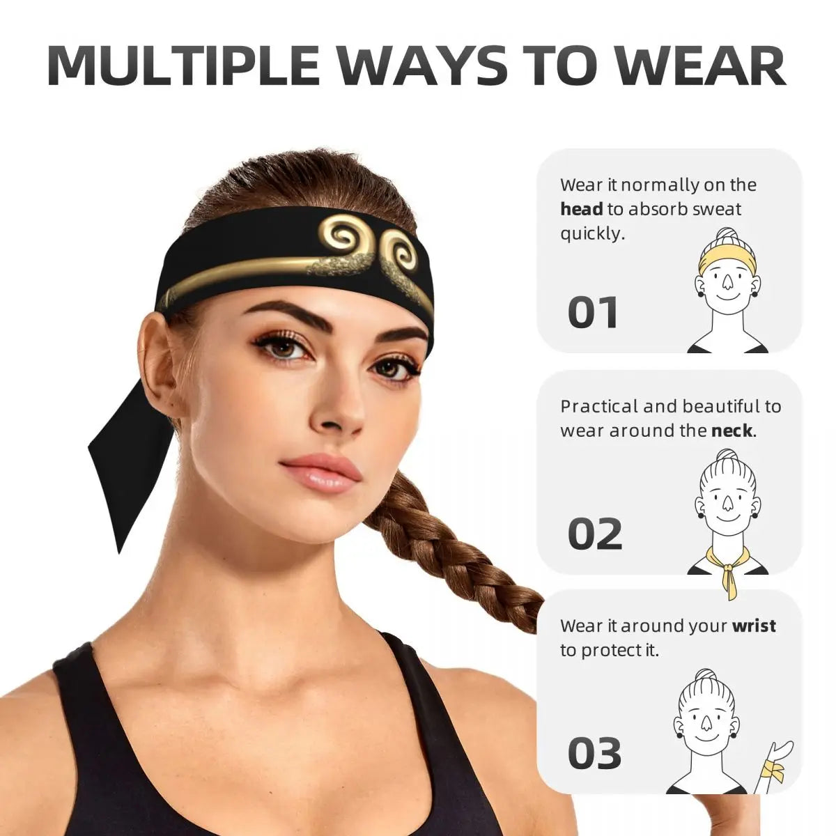 Black Myth Wukong Ring Sports Sweatband Outfits Man Basketball Sun Wukong Golden Ring Headwrap Cool Streetwear