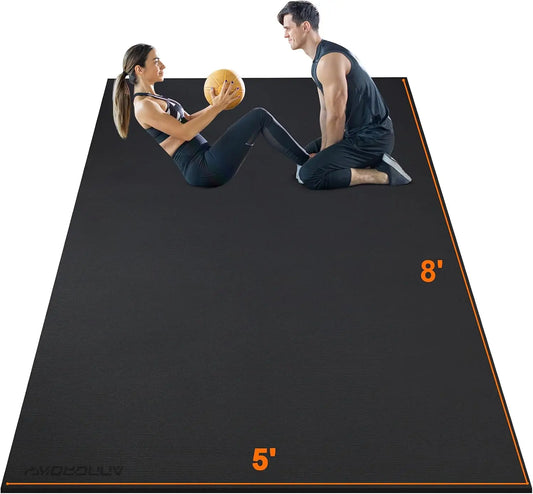 Large Exercise Mat 8'x5'|12'x6' Workout Mat for Home Gym Mats Exercise Heavy Duty Gym Flooring Fitness Mat Large Yoga  Cardio