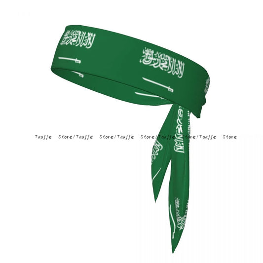 Head Tie Sports Headband Saudi Arabia Flag Athlete Sweatbands Head Wrap For Working Out Running Yoga