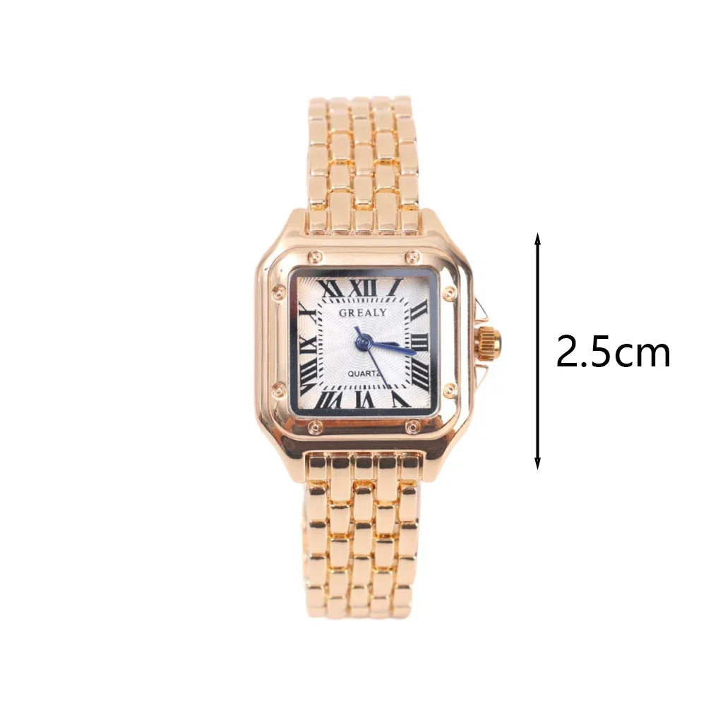 Women Fashion Square Watches Silver Stainless Steel Strap 2025 Luxury Man Quartz Wristwatches Qualities Female Roman Scale Clock