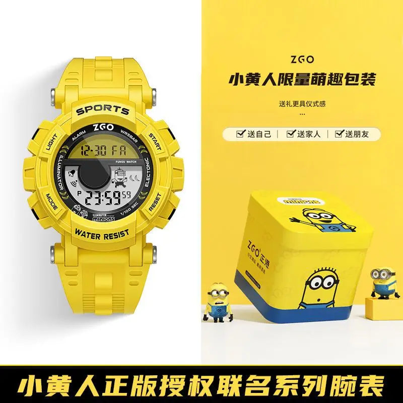 Minion Children's Electronic Watch 50m Waterproof LED Digital Luminous Multifunctional Sports Electronic Watch Children's Gift