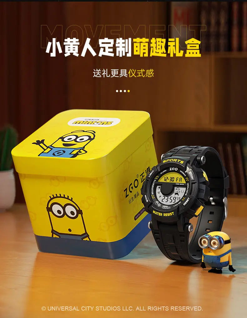 Minion Children's Electronic Watch 50m Waterproof LED Digital Luminous Multifunctional Sports Electronic Watch Children's Gift