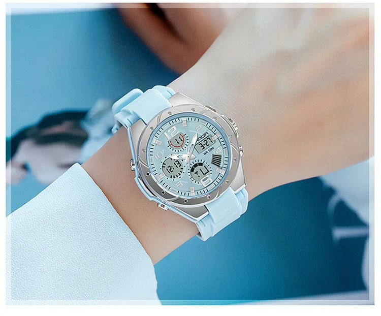 SANDA 6062 Luxury New Ms. LED Digital Sport Watch Fashion Casual Women Girl Military 50M Waterproof Quartz Ms. Wristwatches